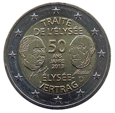 2 euros conmemorativa 50 Aniversario de la firma del Tratado del Elíseo